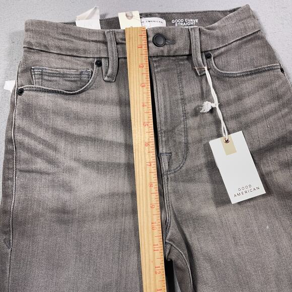 Good American Jeans Women 00/24 Good Curve Straight Gray Super High Rise 28" Ins - Picture 5 of 11